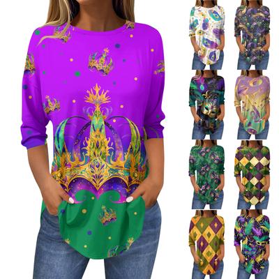 Womens T Shirts 3/4 Sleeve Shirts Solid Color Pullover Summer Spring Tops Blouses