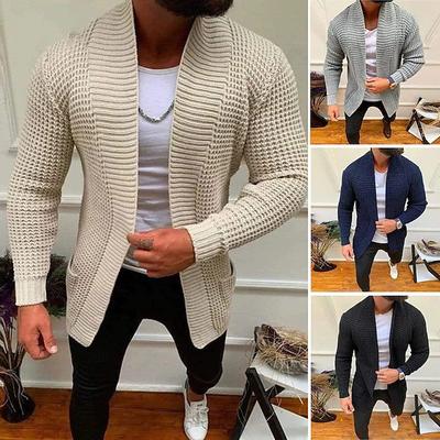 Nový pánsky pletený sveterkabát dlhý kardigán módny ležérny sveter bunda pánsky pletený trenčkot jesenný streetwear kardigán muž