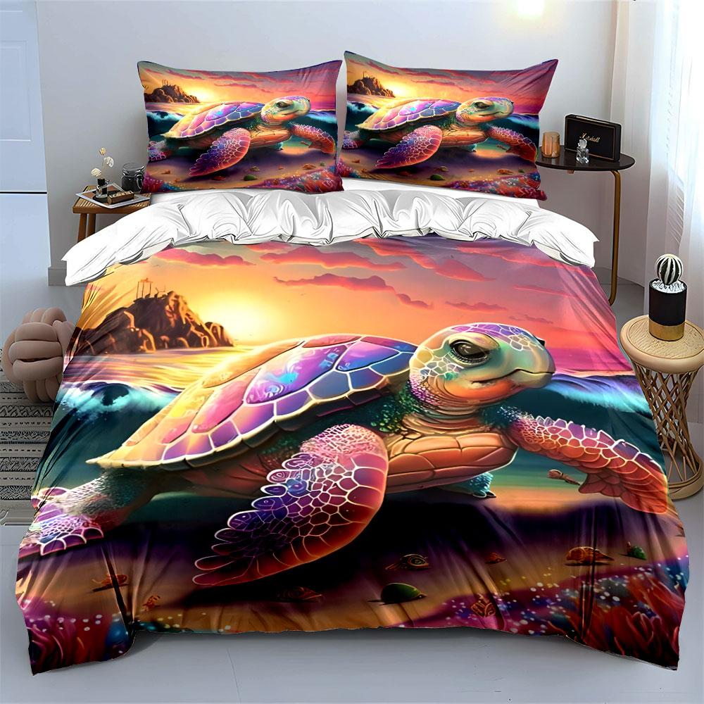 Colorful Sea Turtle Bedding Set Bedding Duvet Cover Set Duvet Cover Pillowcases (1 * Duvet Cover 2 * Pillowcases, Without Duvet Insert)