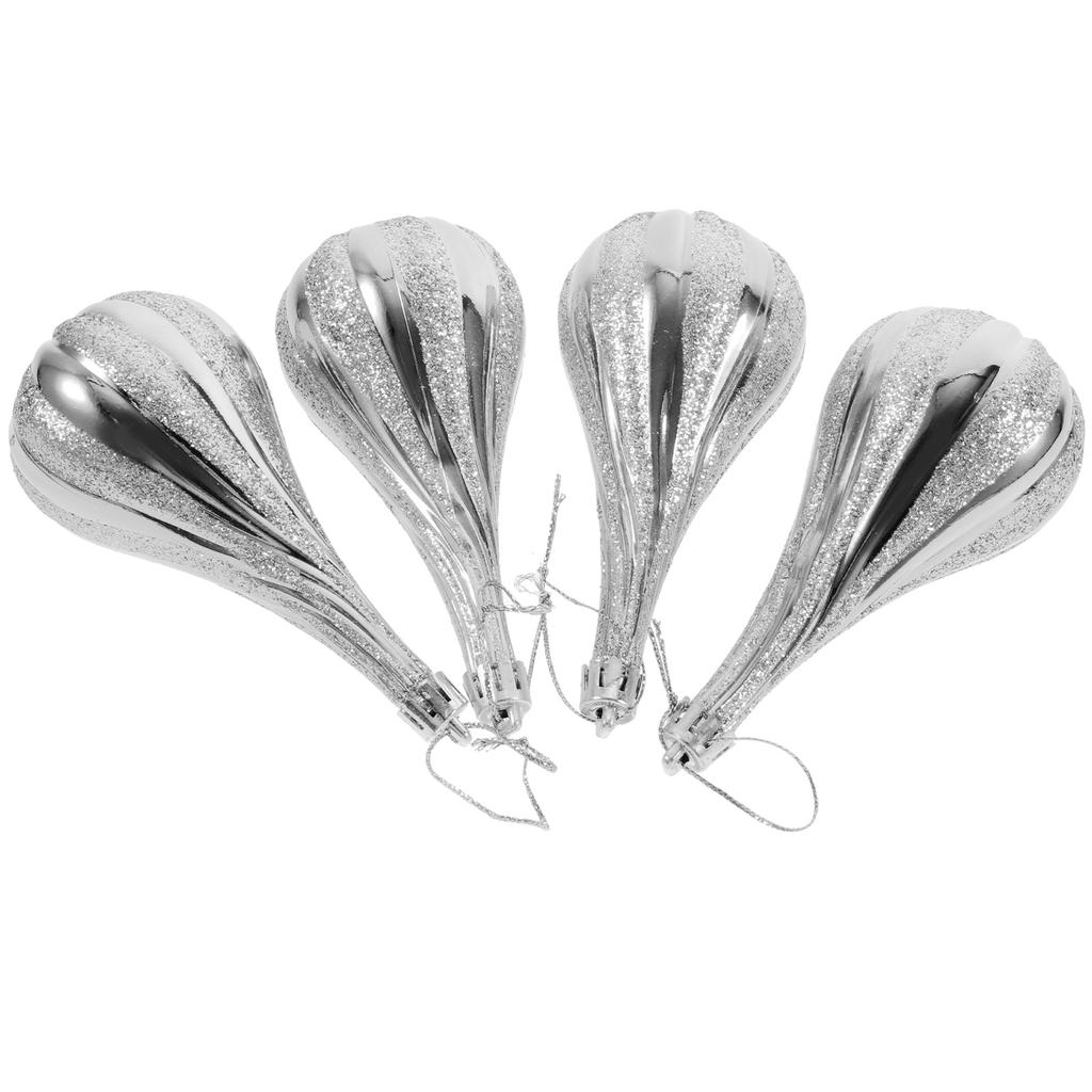 4Pcs Gold Plastic Christmas Tree Hanging naments Xmas Tree Balls Festive Party Holiday Decorations Cartoon Shaped Pendant