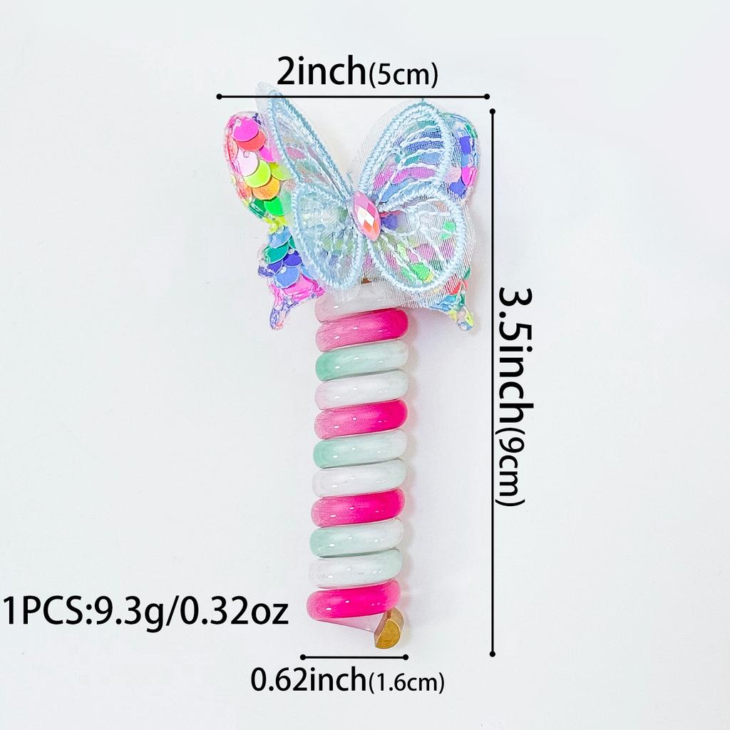 Cute Candy Color Telephone Wire Line Elasticity Rubber Band Elastic Butterfly Hair Rope For Kid Scrunchies Headbands Headwear