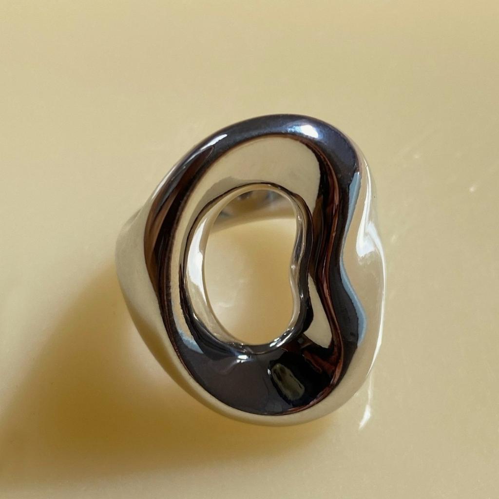 Niche Irregular Smooth Surface Metal Large Ring Fashionable Plain Ring Ring Personalized Unique Trend Ring