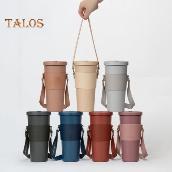 Cup Cover with Handle Hand-Carrying Faux Leather Durable Coffee Cup Holder Hanging Strap Daily Use