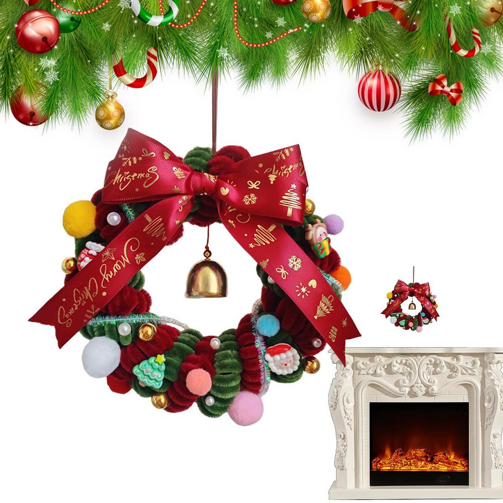Christmas Wreath For Front Door Hangable Hands-On Realistic Christmas Door Wreath Crafting Toy For Window Mantel Indoor
