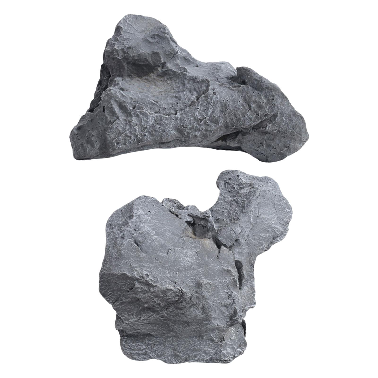 Artificial Rock Photo Ornaments Weather Resistant Multipurpose Creative Sturdy Realistic Landscape Rock Natural Texture for Lawn 24x26x11cm