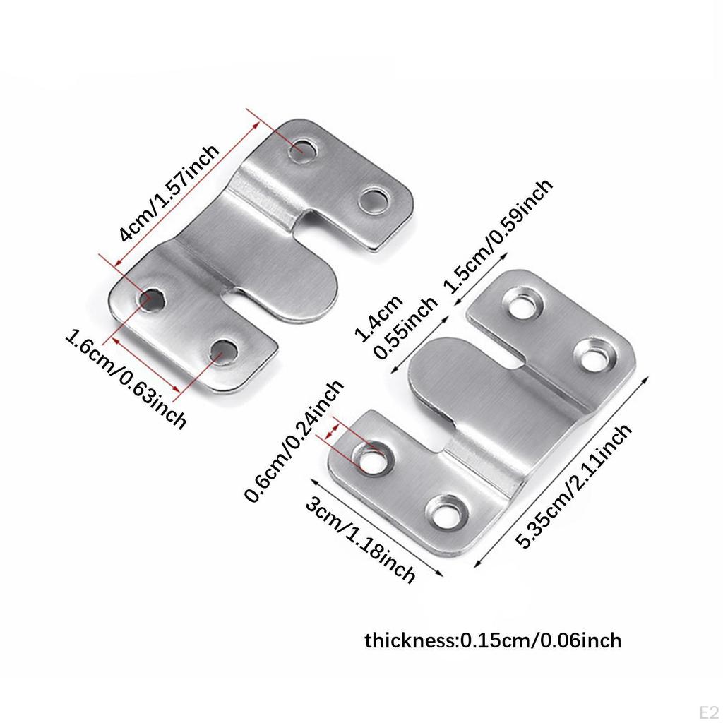 10 Interlocking Flush Mount Bracket Hooks for Picture Hanging Stainless Steel Frame Accessories
