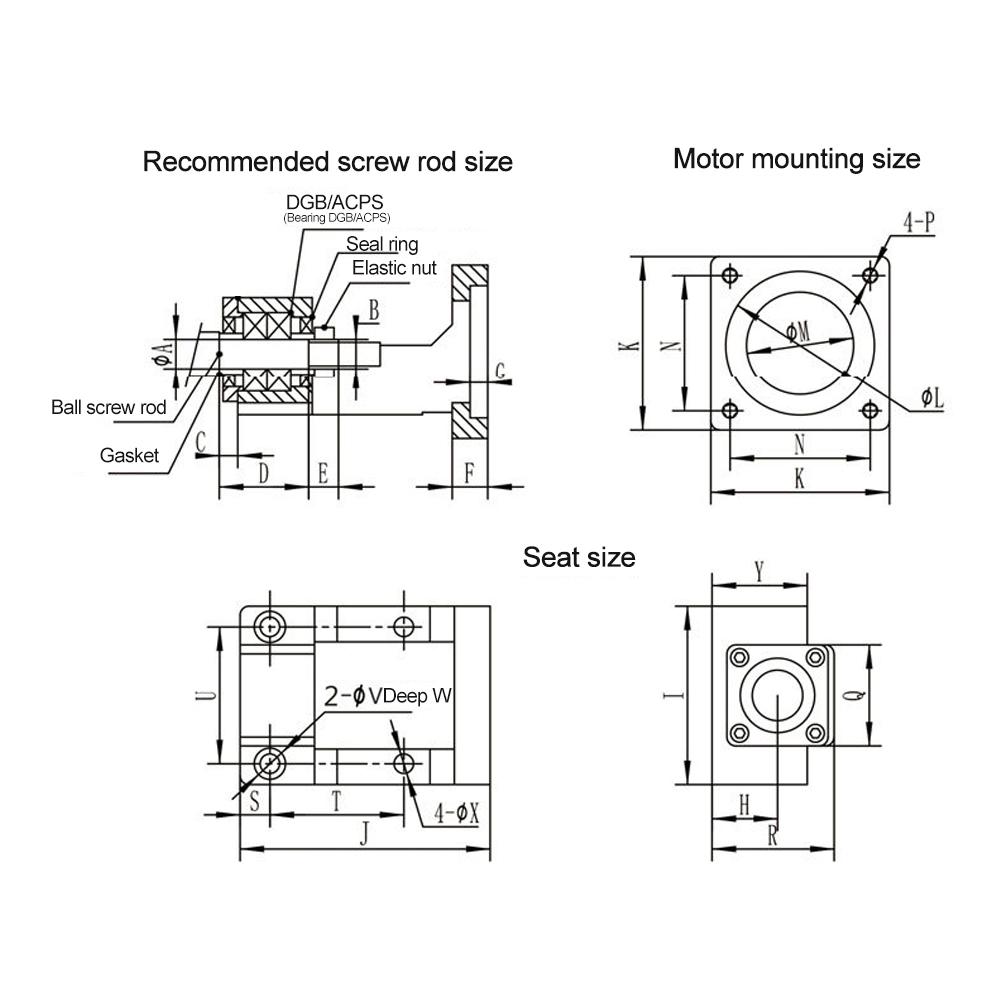 Servo Motor Ballscrews Bearing Kit Servo Motor Mount Base with Precision Mechanical BearingMBK10 60