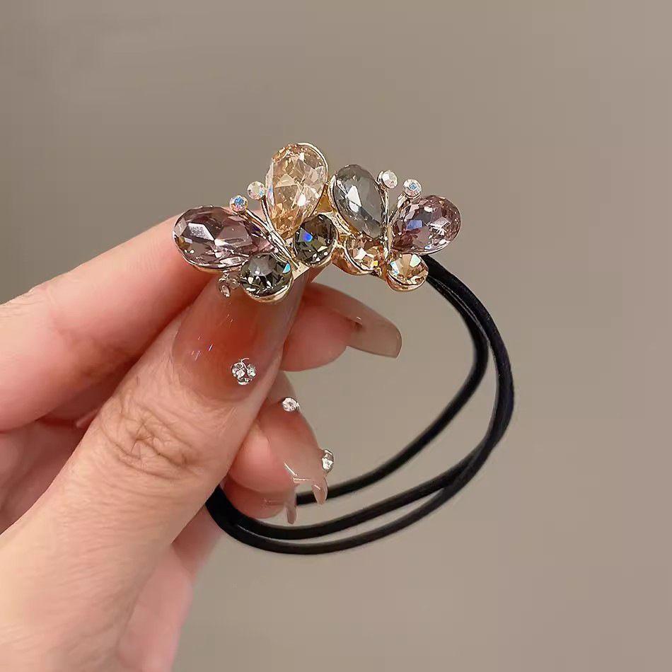 Elastici per capelli con strass alla moda per ragazze, anelli per capelli, corda, scrunchie, accessori, copricapo per coda di cavallo, accessori