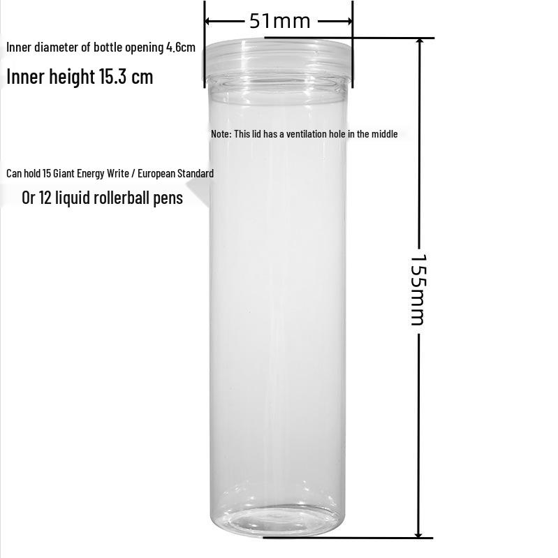 Transparent Barrel-Shaped Pen Holder with Lid - Cylindrical Plastic Storage Bottle