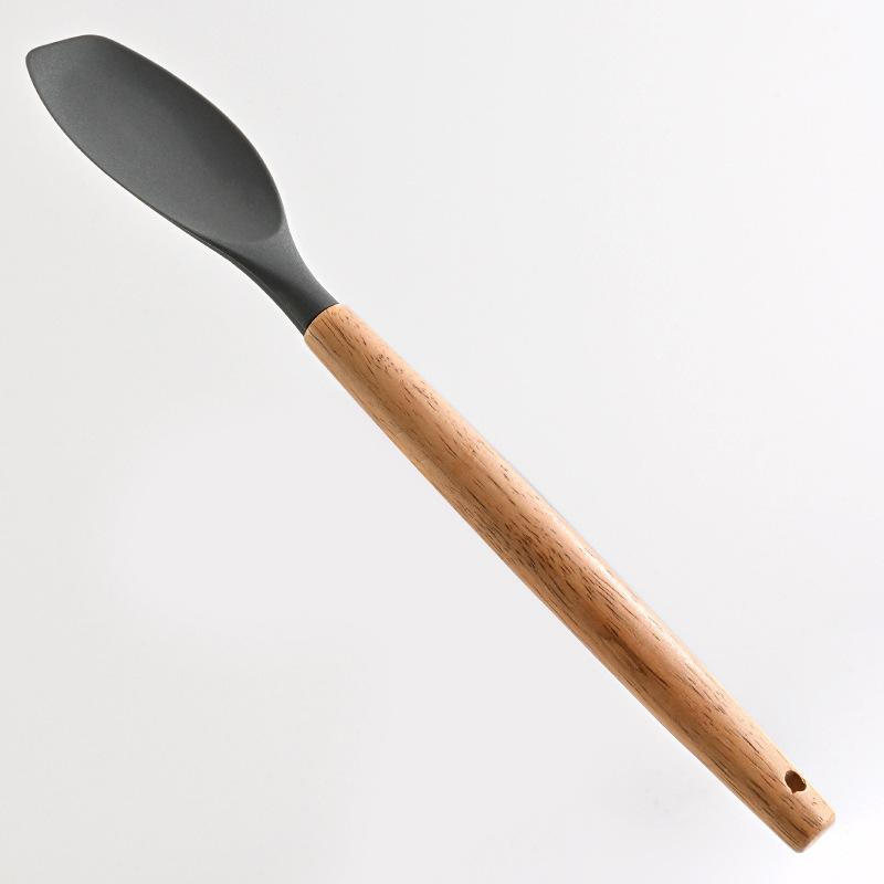 Long Wooden Handle Fondant Cake Spatula Silicone Cream Butter Baking Scraper Kitchen Biscuit Pastry Blenders Batter Flour Mixer