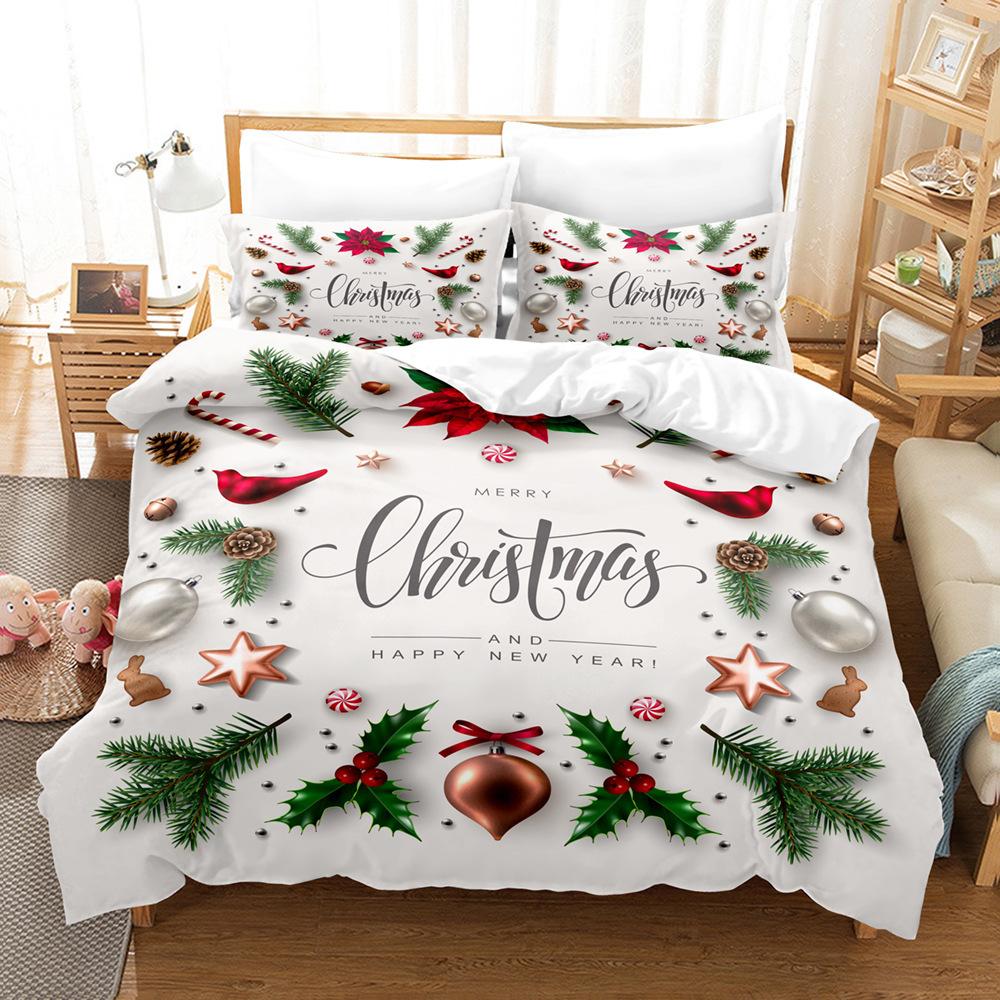 Christmas 3D Digital Printing Three-Piece Set, Christmas Letter Making Bedding Kit