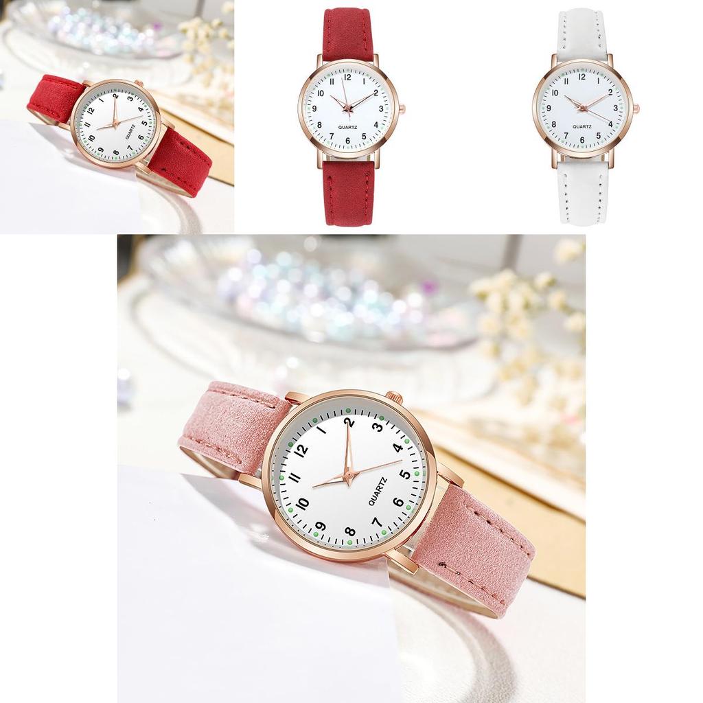 Stylish Unisex Minimalist Night Light Quartz Watch Casual Matte Leather Wristwatch Ladies' Quartz Watch