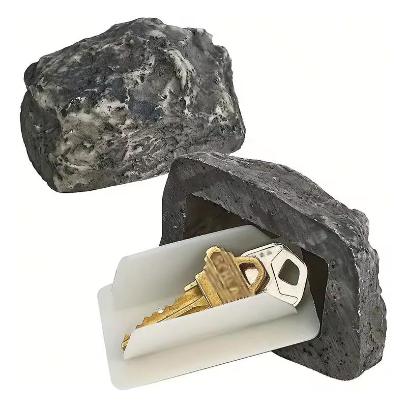 

2Pcs/set Creative And Fashionable Fake Stone Novelty Stone Storage Resin Key Box Simulated Stone Spare Key Storage Free Shipping