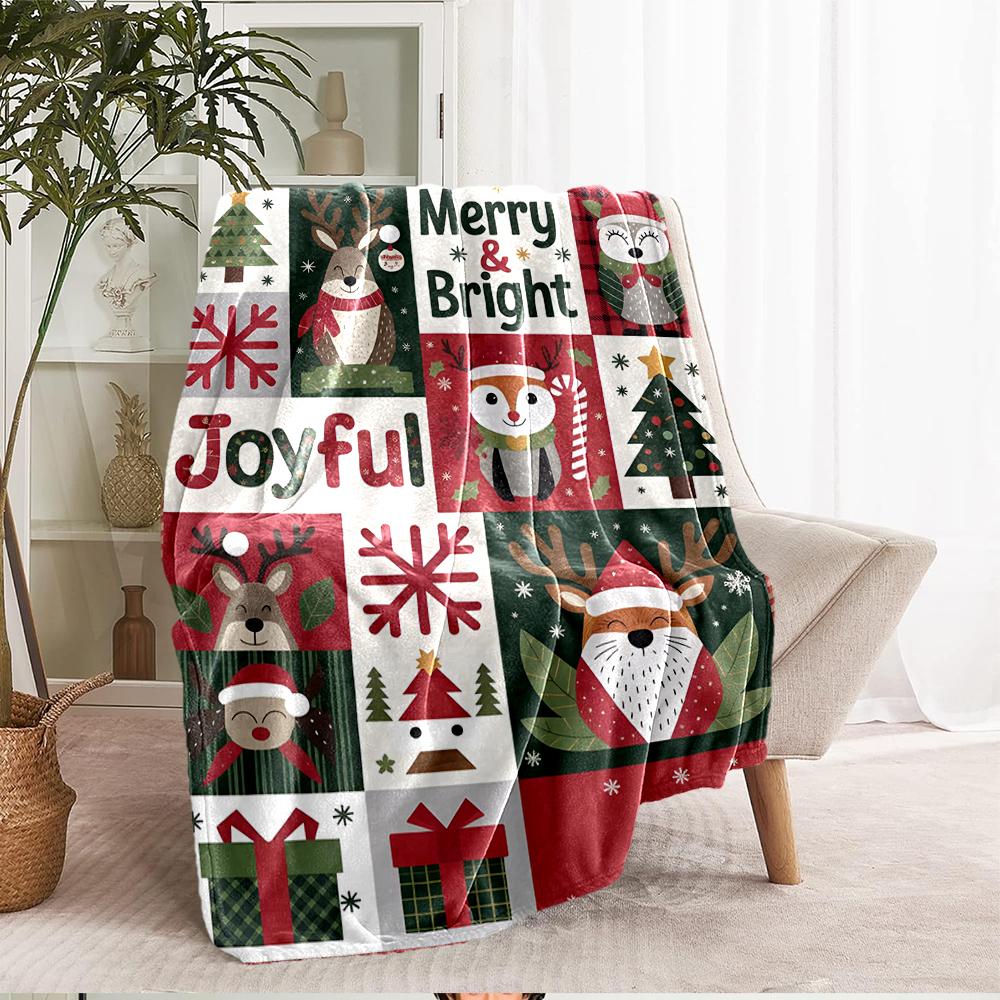 Christmas Theme Printed Blanket - Perfect for Couch, Bed, Travel & Outdoor Use | Machine Washable, Cozy & Durable.