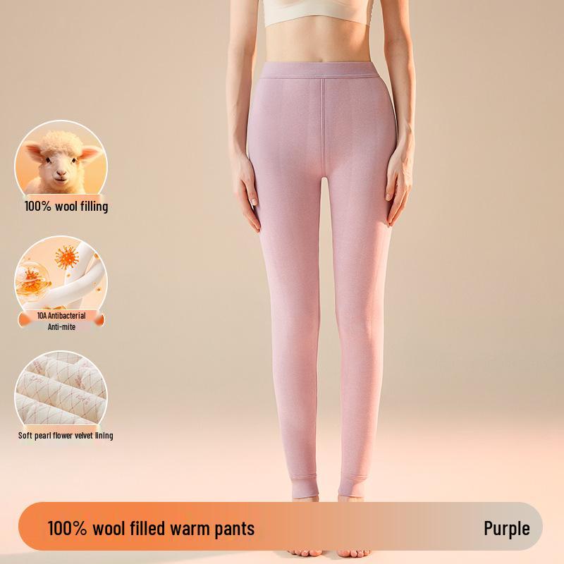 

Women s Wool-Filled Warm Trousers: Extra Thick Velvet Base Layer, Plus Size Cotton Woolen Pants for Autumn & Winter. XL [Recommended 60-70 kg]