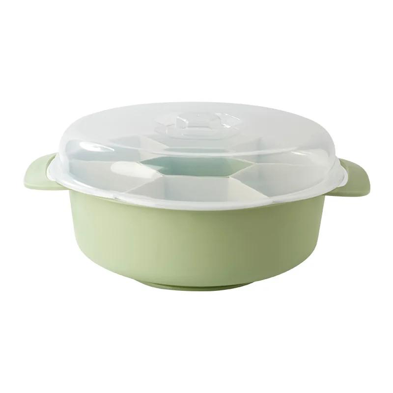 Rotatable Household Hot Pot with Lid Platter Washing Vegetables Drain Basin Multifunctional Lid Storage Rotatable Fruit Tray