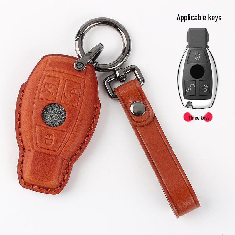 Genuine Leather Handmade Smart Car Key Case for Mercedes - Full Cover