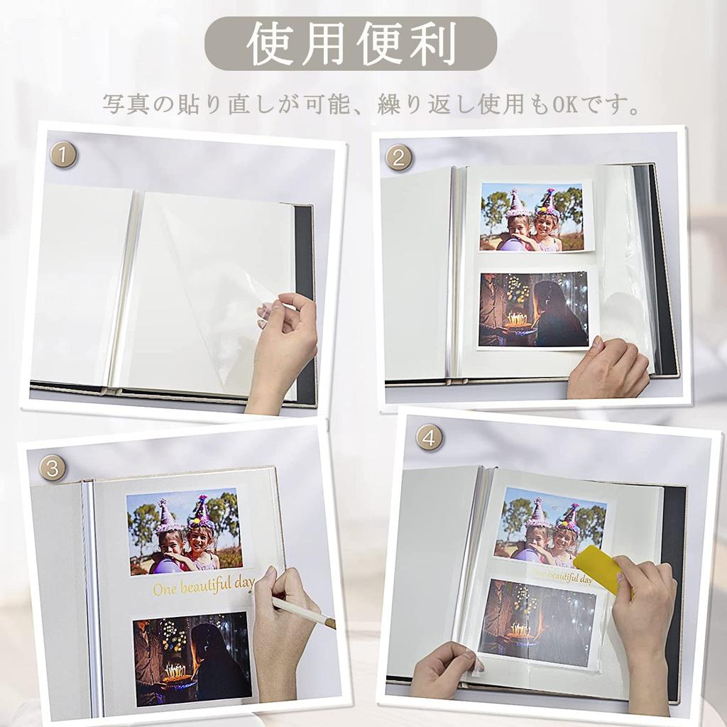 AIOR Photo Handmade Photo Large File with 20 Sheets DIY Free Cotton and Linen Perfect for and Growing Beige Self-Adhesive Album, Book, Capacity,