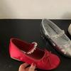 [Armano] French Rhinestone Word Belt Mary Jane Shoes Women's Ballet Shoes Spring and Summer with Skirt Single Shoes Women