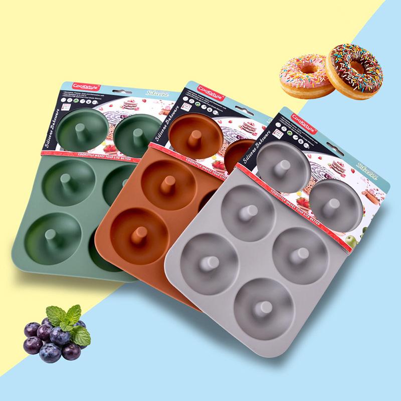 Silicone Donut Mold Diy Handmade Cake Mold Oven-Resistant High Temperature Baking Round 6-Cavity Cake Mold