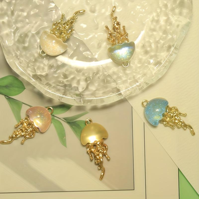 10Pcs Summer Jellyfish Alloy Pendants, Charms for Bracelet Earrings Necklace Keychain, Unisex DIY Beach Jewelry & Gift