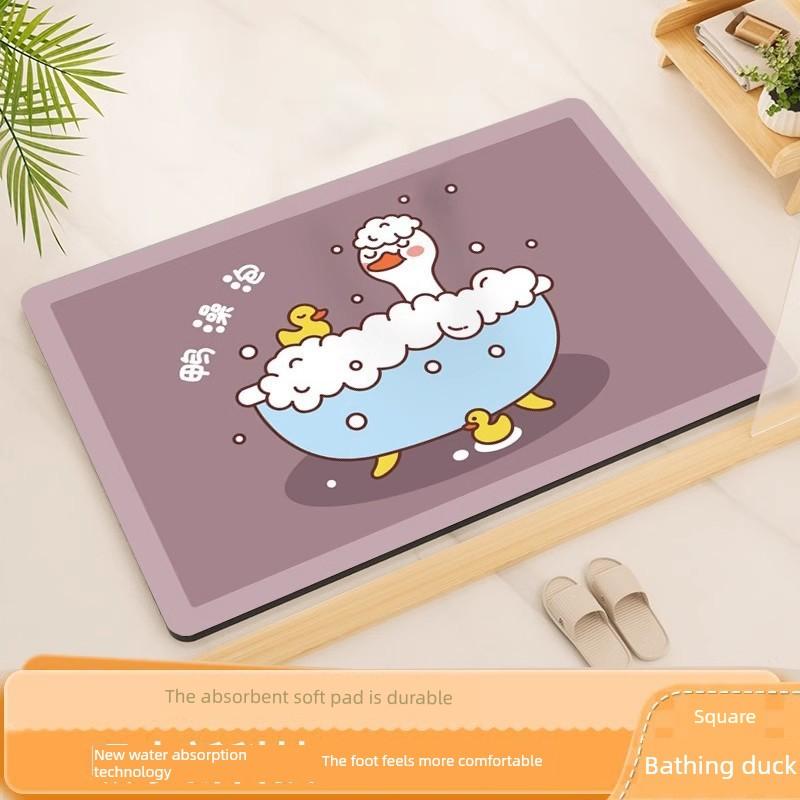 Bathroom Floor Mat Diatomaceous Earth Absorbent Soft Mat Non-Slip Foot Mat for Bathroom Entrance Quick-Drying Toilet Carpet for Home Use