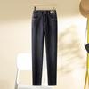Women's 2024 High-Waisted Straight-Leg Slimming Fleece-Lined Carrot Jeans for Autumn & Winter