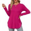 Long Sleeves Women's Solid Color Long Sleeve Top Crew Neck Loose Casual Bottom Shirt