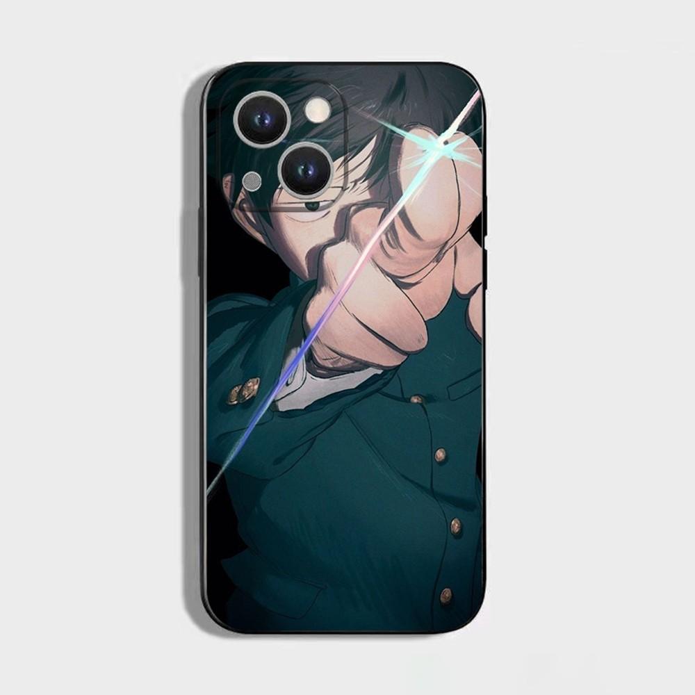 Mob Psycho 100 Cartoon Phone Case For iPhone 16,15,14,13,12,11 Plus,Pro Max,XS,X,XR,SE,Mini,8,7,Soft Silicone Black Cover