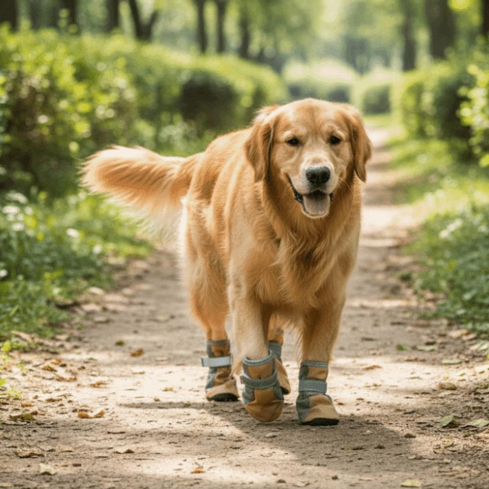 4pcs/set Thickened Anti-Slip Dog Shoes Warm Puppy Socks Booties Dog Cotton Shoes Mountain Hiking