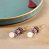 Exquisite Craftsmanship And Luxurious Court Shaped Earrings Retro Style Hetian Jade For Women Enamel Porcelain Craft Hanfu JewelryRetro Jewelry