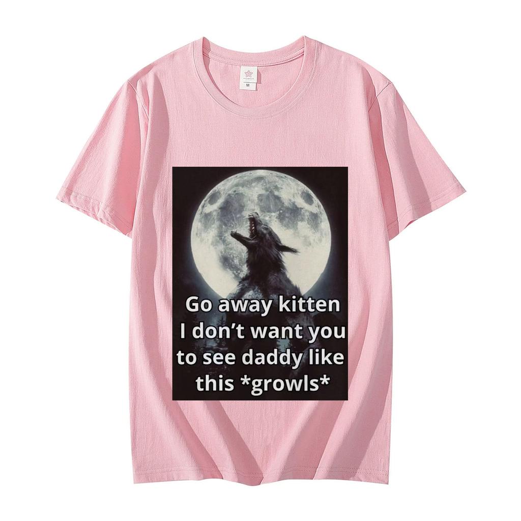 Go Away Kitten Alpha Werewolf TShirt Mens Womens Gothic Vintage Short Sleeve TShirts High Quality Fashion Oversized T Shirts