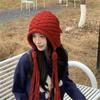 Handmade Fringed Braids Hat Y2K Sweet Girl Warm Beanie Hat InsStyle Bonnet Winter Autumn Skull Hat Pullover Earflap Hat