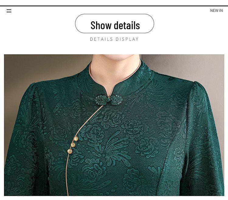 Autumn Mid-Length Embroidered Dress for Middle-Aged Women
