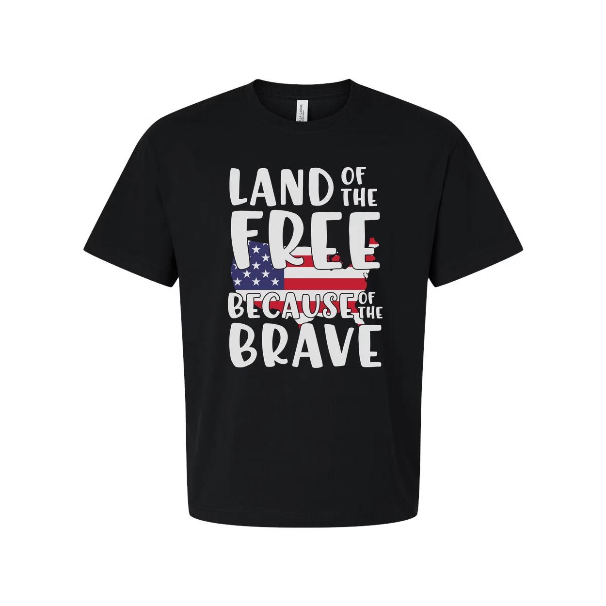 Land Of The Free Because Of The Brave Patriotic USA Flag Graphic Tee For Men And 3XL