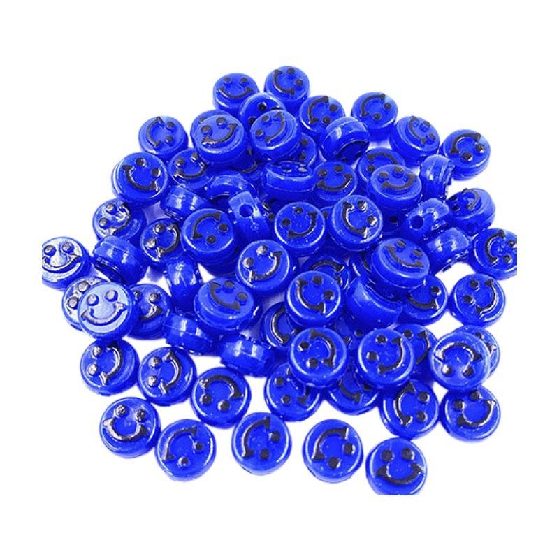 10Mm Round Acrylic Colored Smiley Face Beads Smiley Face Beads Diy Bracelet Beaded Flat Round Beads