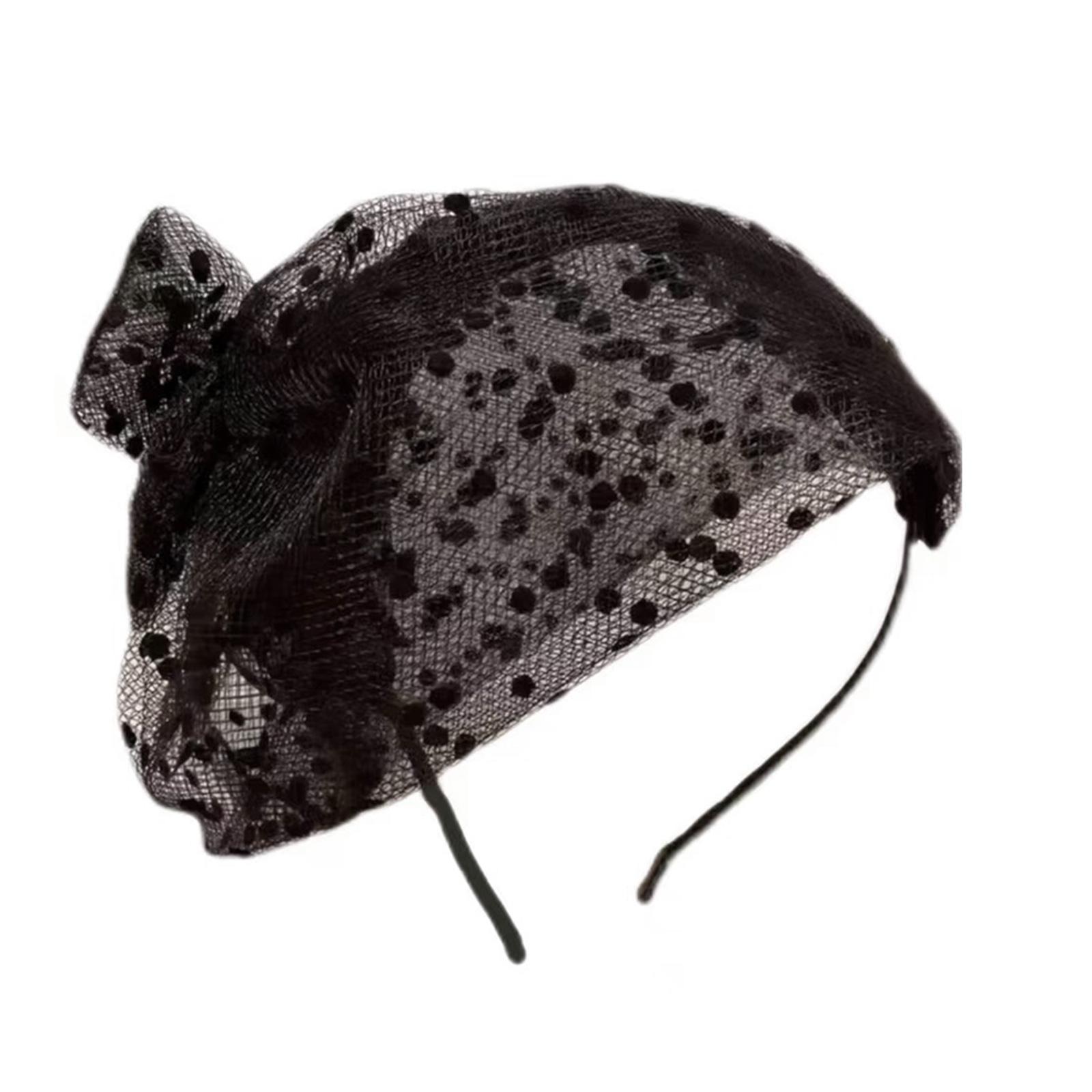

Женские шляпки-фасинаторы с бантом, повязка на голову для вечерней свадебной вечеринки, косплей-костюма, головной убор, аксессуары для волос чёрный