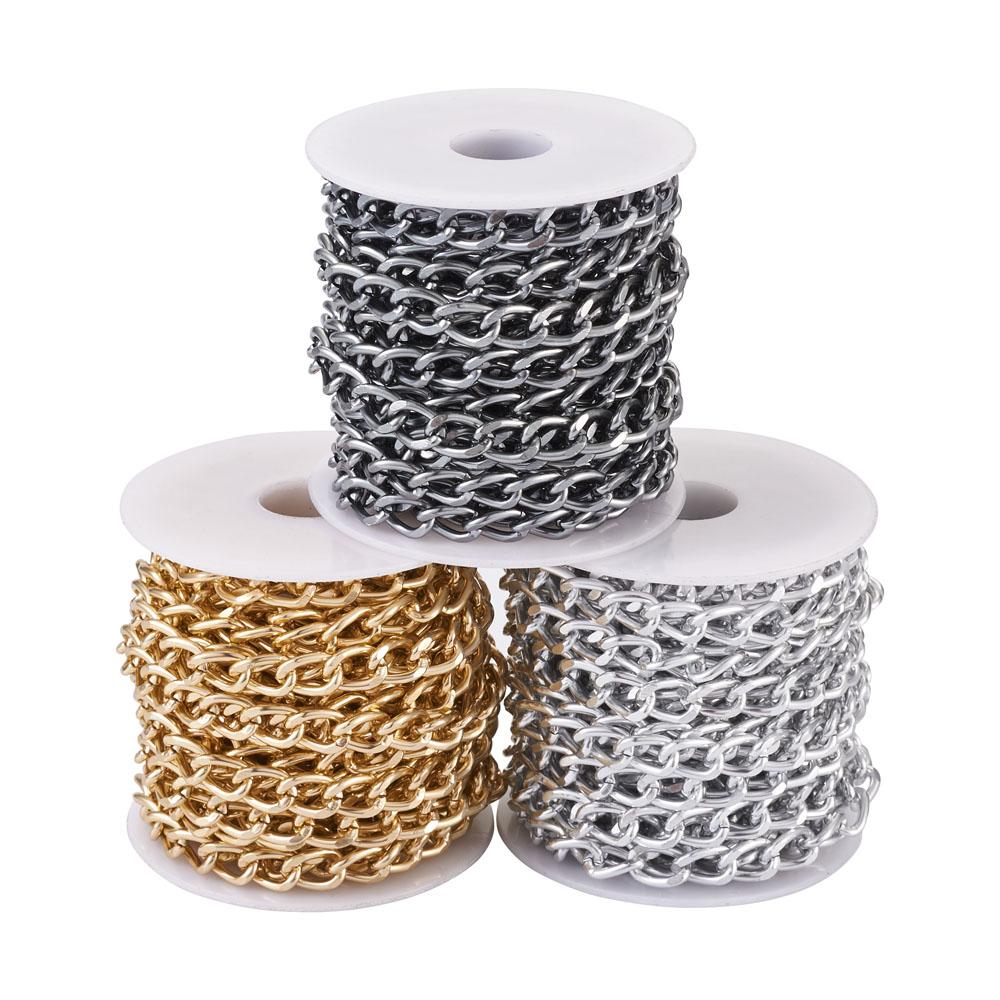 5m Golden Silver Color Aluminium Twisted Curb Chains Unwelded Link For DIY Bracelets Necklace Jewelry Making Findings Accessory