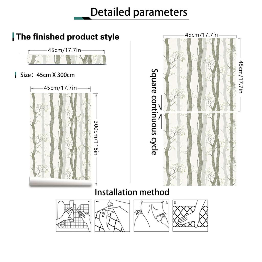 Birch Trees Peel and Stick Wallpaper Thicken Waterproof Forest Branch Contact Paper Self Adhesive Removable Shelf Liner Vinyl