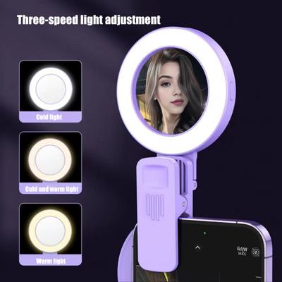 LED Selfie Ring Light 180-Degree Rotatable Design Super Bright 3 Modes Rechargeable Phone Magnetic Selfie Light Makeup Fill Light with Mirror