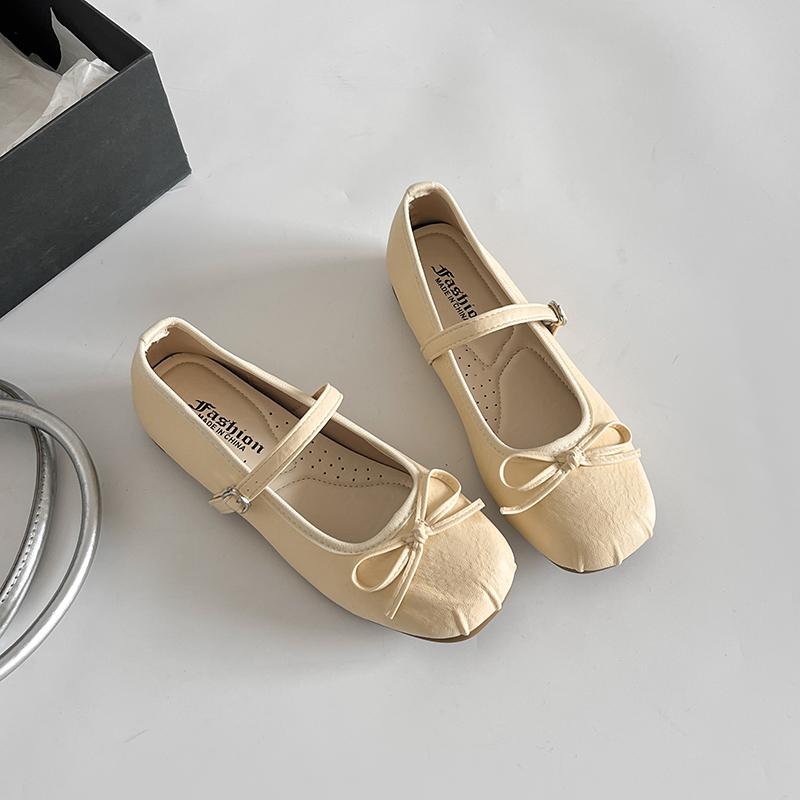 

Fashion French Bow Ballet Mary Jane Shoes 2025 New Gentle and Versatile Heightened Shoes 40