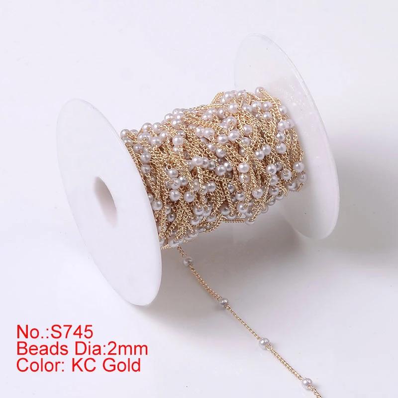 

Trendy 1-10Meters 3-4mm Beading Copper Chain Imitation Pearl Bead Chains for Necklace Bracelet Jewelry Making DIY Accessories 1meter