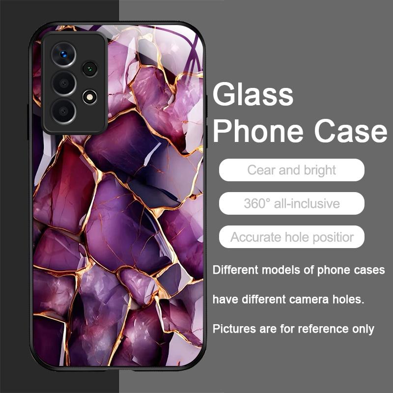 Luxury Marble Textured Patterns Tempered Glass Phone Case for Samsung Galaxy S25 Ultra S24 S23 Plus S22 S21 S20 FE A56 A55 Cover