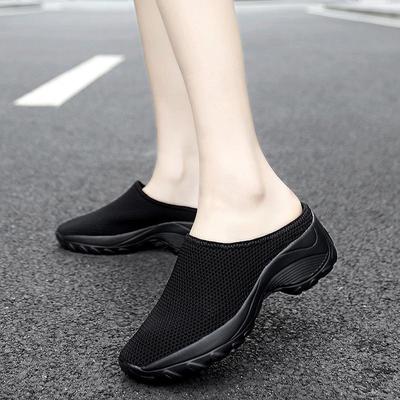 Women's Backless Walking Sneakers Summer Slip-on Mule Shoes Closed Toe Slippers Height Increase Comfort Casual Traveltime Mule