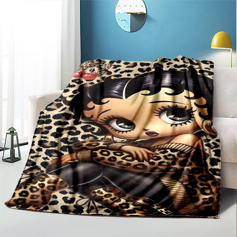Betty Boop Pattern Blanket for Home Decoration, Bed, Sofa, Car Travel, Camping, Suitable for All Seasons, Birthday Christmas Gift