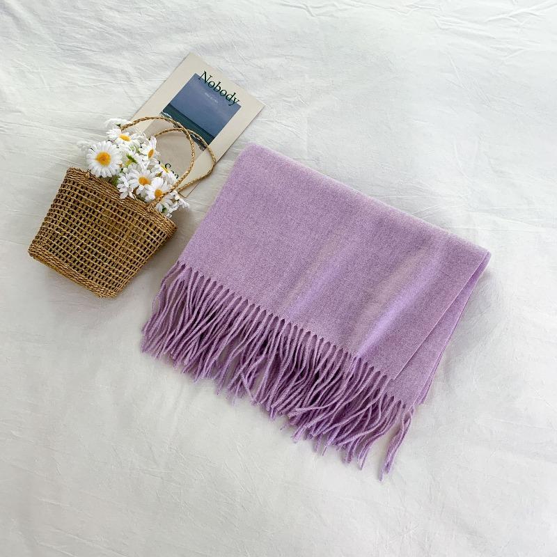 Mary 300g imitation cashmere tassel scarf women's winter solid color thickened warm shawl Japanese scarf
