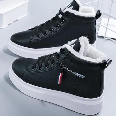 Stivali da donna in pelle invernali nuovi Caldi con pelliccia sintetica Caviglia Donna Piatte Stringati Casual moda Scarpe Gamba corta Stivali da neve donna zapatos