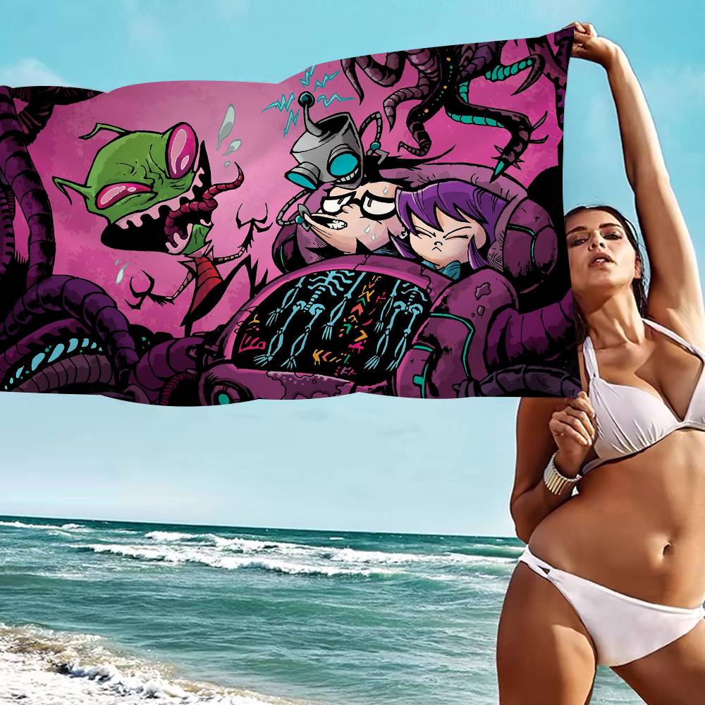 Invader Zim Hippie Microfiber Beach Towel Absorbent Quick Dry Soft Yoga Swimming Resort Mountain Climbing Towel
