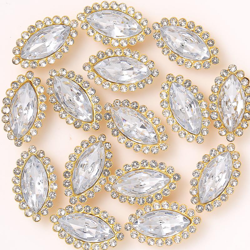 Hand-Sewn Rhinestone Sunflower Crystal Clasp DIY Clothing Accessory