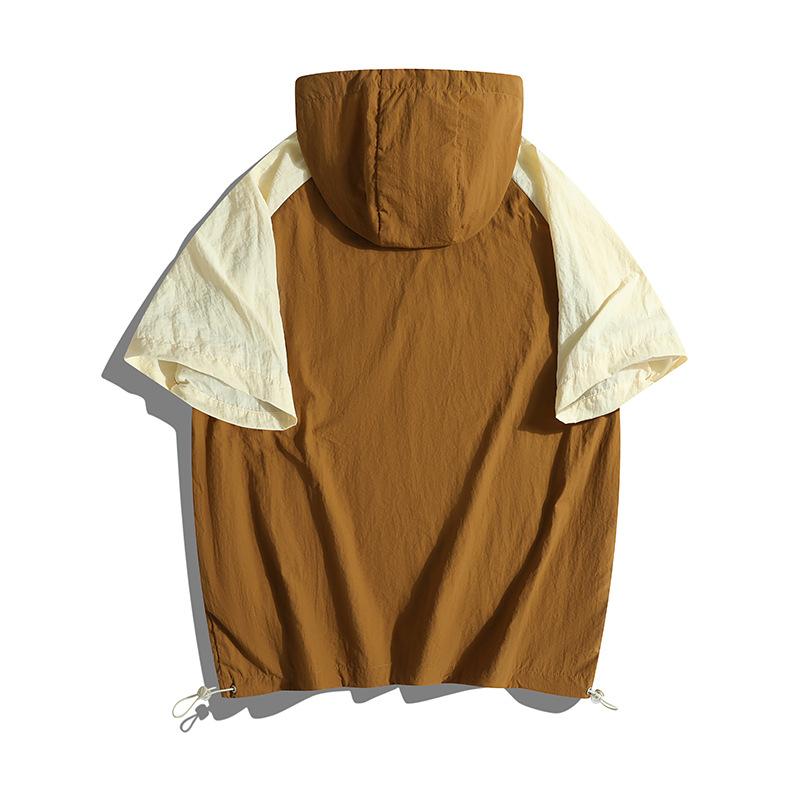 T-shirt d'été à capuche à manches courtes pour garçons, grand, ample, en soie glacée, séchage rapide, demi-manches, T Plus Fat, haut de grande taille